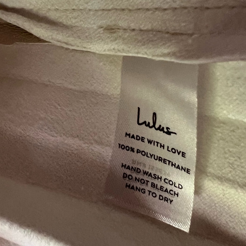 Lulus Women's Beige Better Luck Next Time Vegan Leather Mini Skirt NWT S #1262 - Picture 7 of 10